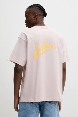 Bavlnené tričko Vans pánske, ružová farba, s potlačou, VN000K42O3N1