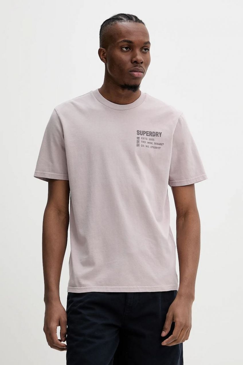 Bavlnené tričko Superdry pánske, šedá farba, s potlačou, M1012116A-HJH