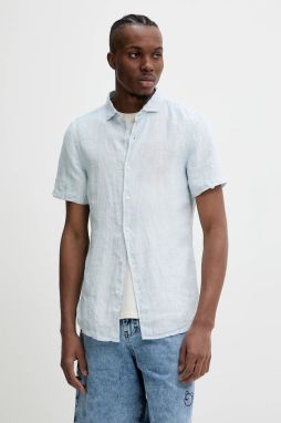 Ľanová košeľa Superdry pánska, regular, s talianskym golierom, M4010937A-F5Q
