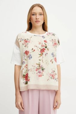 Tričko z hodvábnej zmesi Weekend Max Mara dámske, béžová farba, 2515941082600
