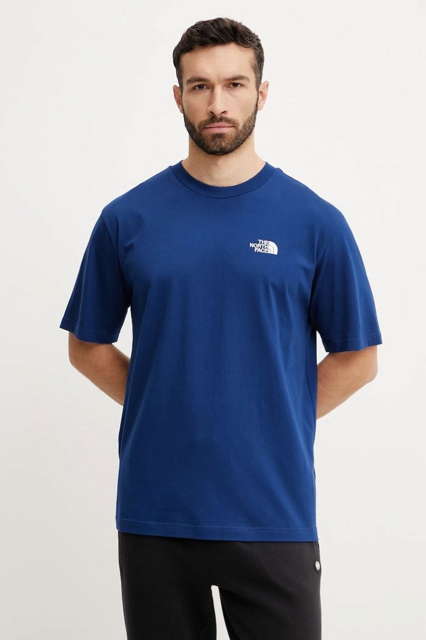 Bavlnené tričko The North Face Essential pánske, tmavomodrá farba, jednofarebné, NF0A87NRD1R1