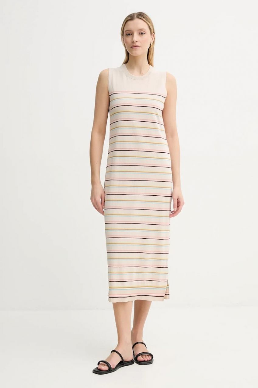 Šaty PS Paul Smith béžová farba, maxi, priliehavá, W2R.563N.P31304