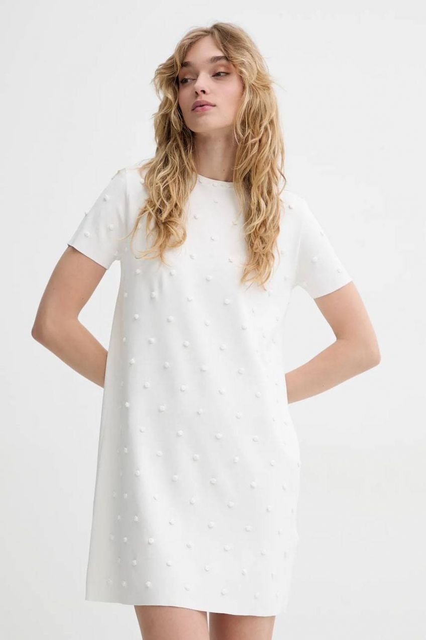 Šaty Blugirl Blumarine béžová farba, mini, rovný strih, RA5100.MS46M