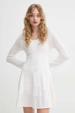 Šaty Blugirl Blumarine béžová farba, mini, áčkový strih, RA5013.MS99E