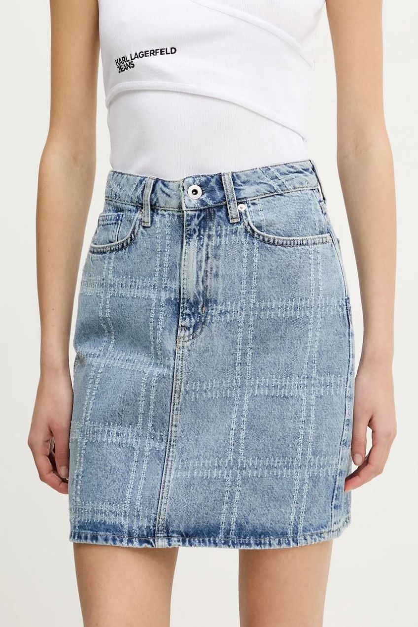 Rifľová sukňa Karl Lagerfeld Jeans mini, rovný strih, A2W12013
