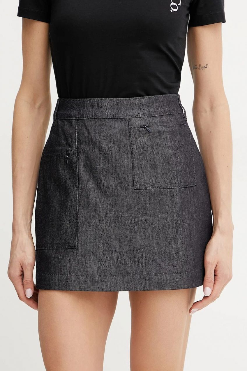 Rifľová sukňa MAX&Co. tmavomodrá farba, mini, puzdrová, 2518101032200