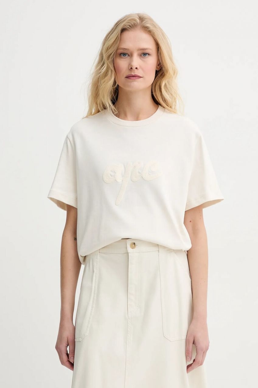 Bavlnené tričko A.P.C. t-shirt lenny - GOTS dámske, béžová farba, COHGS.M26504