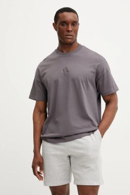 Bavlnené tričko adidas ALL SZN pánske, hnedá farba, jednofarebné, JI6402