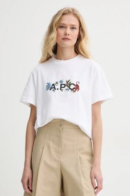 Bavlnené tričko A.P.C. t-shirt auguste - GOTS dámske, biela farba, COBQX.M26497