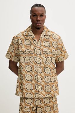 Bavlnená košeľa Drôle de Monsieur La Chemise Paisley pánska, hnedá farba, voľný strih, s klasickým golierom, G-SH203-CO189-MS