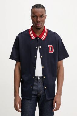 Košeľa Drôle de Monsieur La Chemise Drule Sport pánska, tmavomodrá farba, voľný strih, G-SH221-PL160-NY