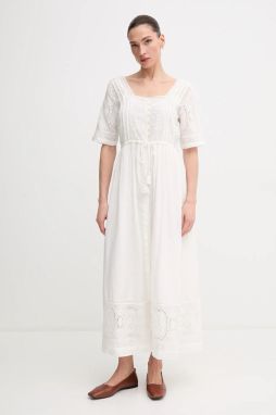Šaty Pepe Jeans ELEANOR béžová farba, maxi, áčkový strih, PL953700