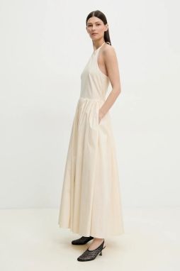 Bavlnené šaty ISABELLE BLANCHE béžová farba, maxi, áčkový strih, IS25SS-A134-T010