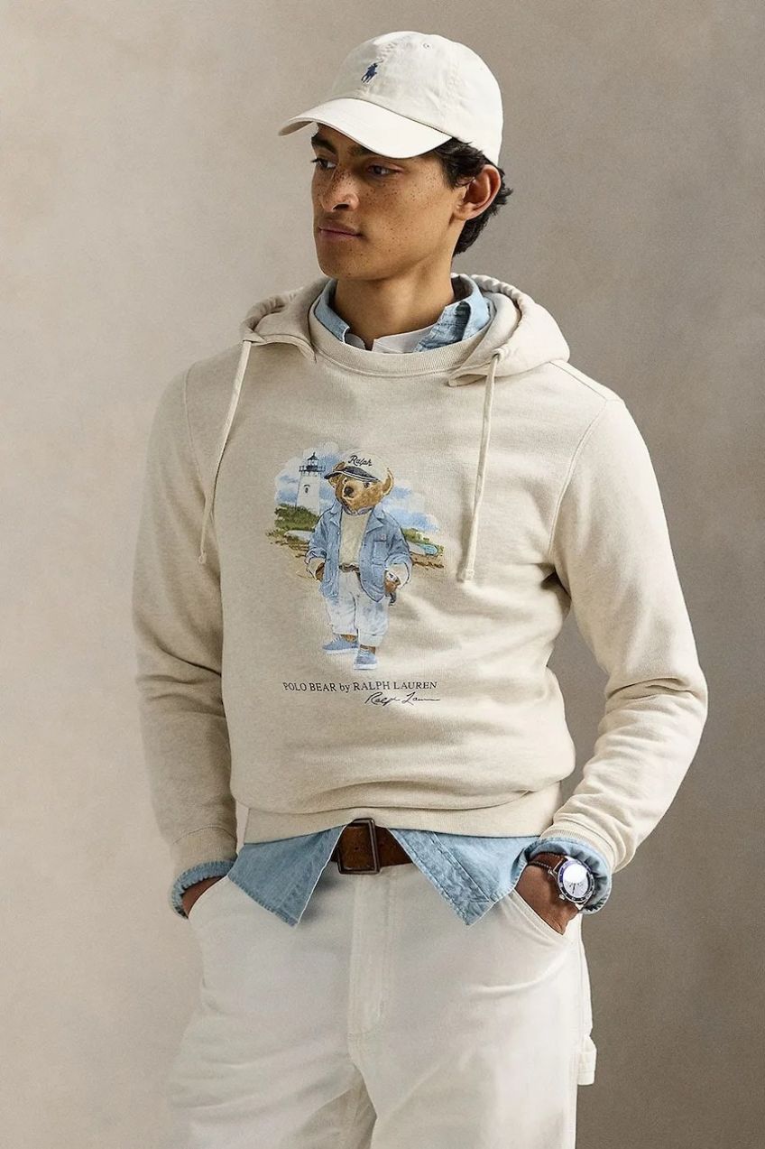 Mikina Polo Ralph Lauren pánska, biela farba, s kapucňou, s potlačou, 710966739