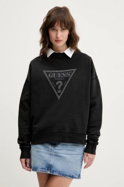 Bavlnená mikina Guess Originals dámska, čierna farba, s potlačou, W5GQ03 K68I4