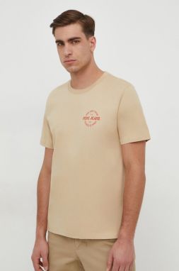Bavlnené tričko Pepe Jeans CRAIG pánske, béžová farba, s potlačou, PM509210