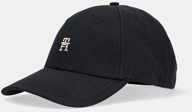 Bavlnená šiltovka Tommy Hilfiger čierna farba, s nášivkou, AW0AW16843