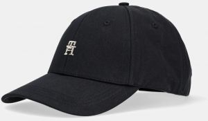 Bavlnená šiltovka Tommy Hilfiger čierna farba, s nášivkou, AW0AW16843