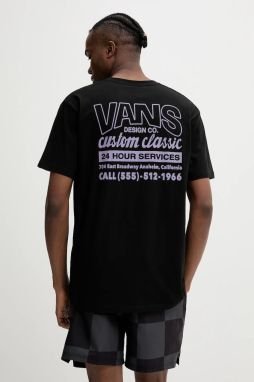 Bavlnené tričko Vans pánske, čierna farba, s potlačou, VN000M60BLK1