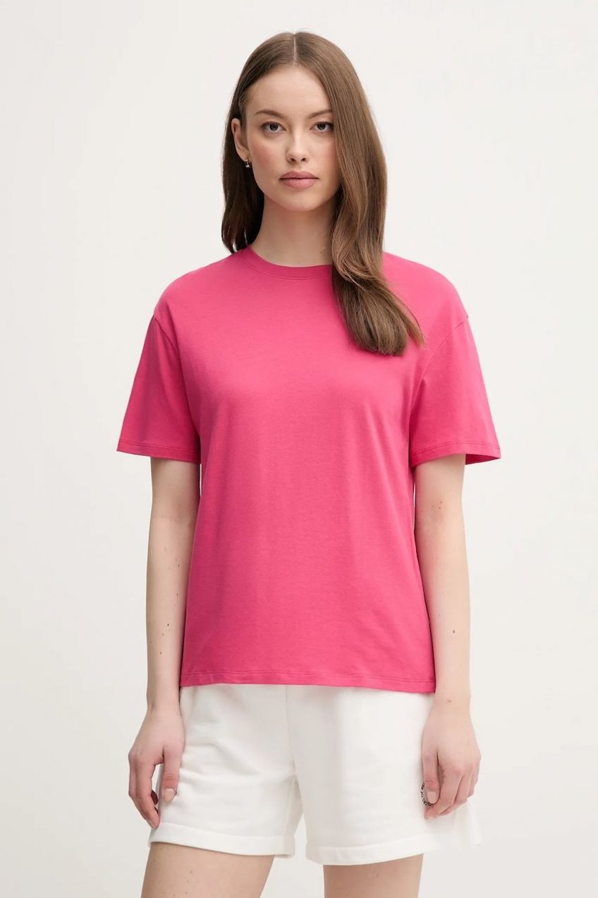 Bavlnené tričko United Colors of Benetton dámske, ružová farba, 3096D102O