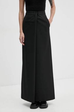 Sukňa MM6 Maison Margiela čierna farba, maxi, rovný strih, S62MI0025.M35227