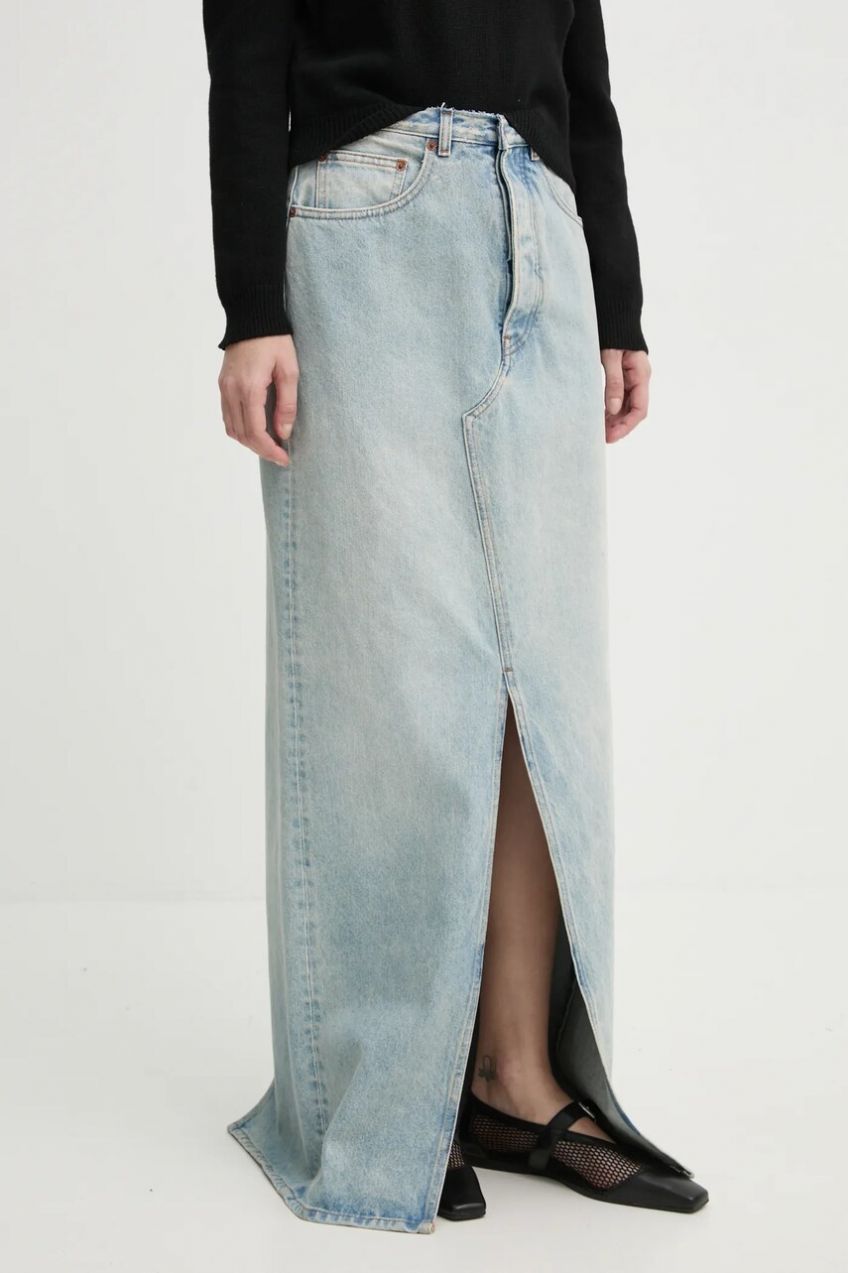 Rifľová sukňa MM6 Maison Margiela maxi, rovný strih, S62MI0021.S30589