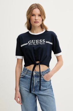 Bavlnené tričko Guess dámske, tmavomodrá farba, V5GI05 I3Z14