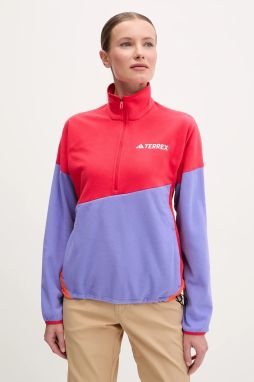 Športová mikina adidas TERREX Multi Climawarm červená farba, vzorovaná, JE1356