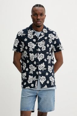 Bavlnená košeľa Tommy Jeans tmavomodrá farba, regular, DM0DM21351