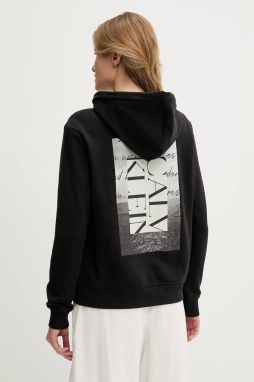 Bavlnená mikina Calvin Klein Jeans čierna farba, s kapucňou, s nášivkou, J20J225368