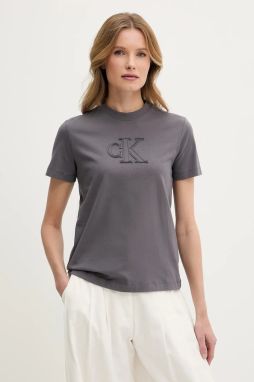 Bavlnené tričko Calvin Klein Jeans dámske, šedá farba, J20J225256
