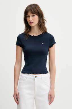 Tričko Tommy Jeans dámske, tmavomodrá farba, DW0DW20623