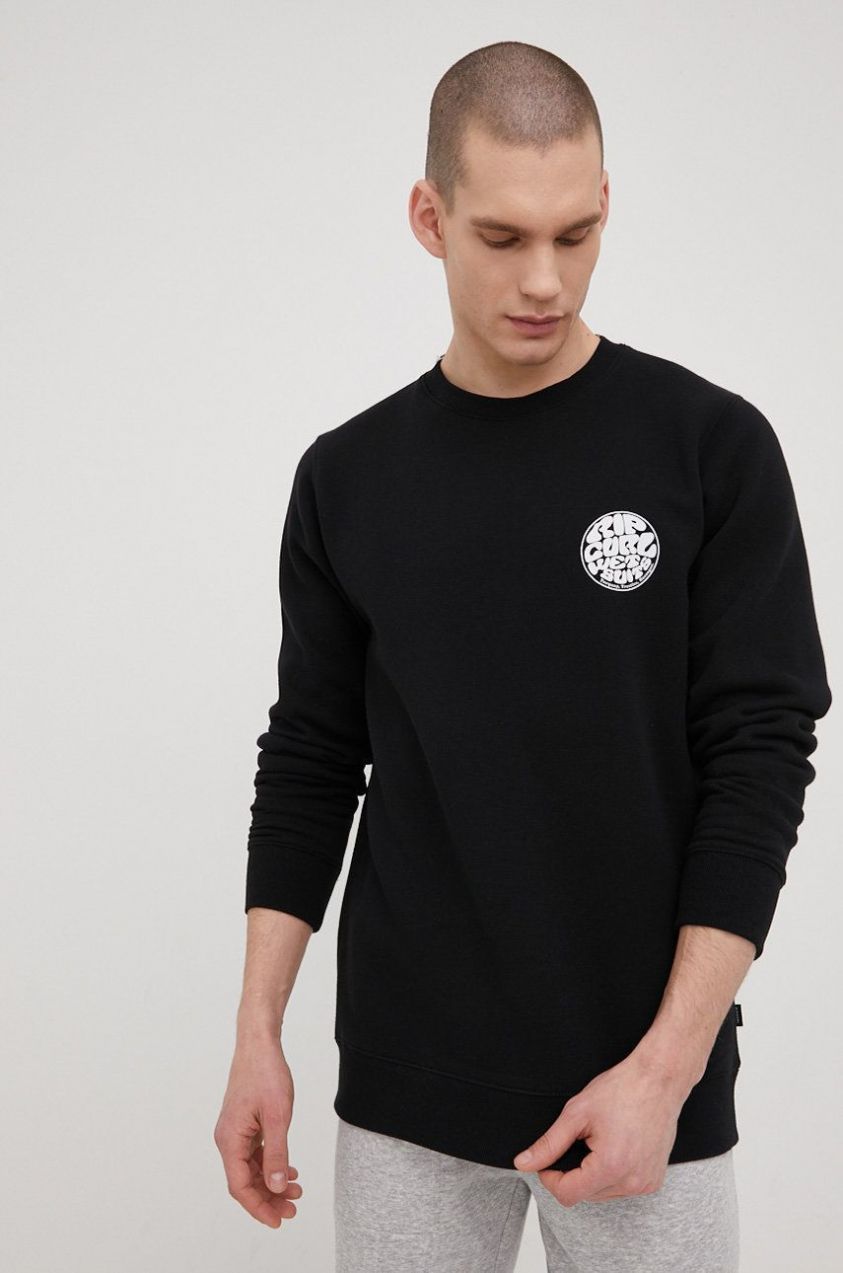 Mikina Rip Curl pánska, čierna farba, s potlačou