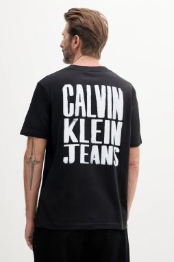 Bavlnené tričko Calvin Klein Jeans pánske, čierna farba, s potlačou, J30J327523