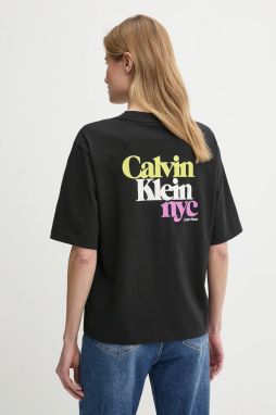 Bavlnené tričko Calvin Klein Jeans dámske, čierna farba, LV047AB813