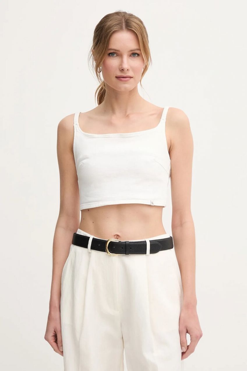 Top Calvin Klein Jeans béžová farba, J20J225195