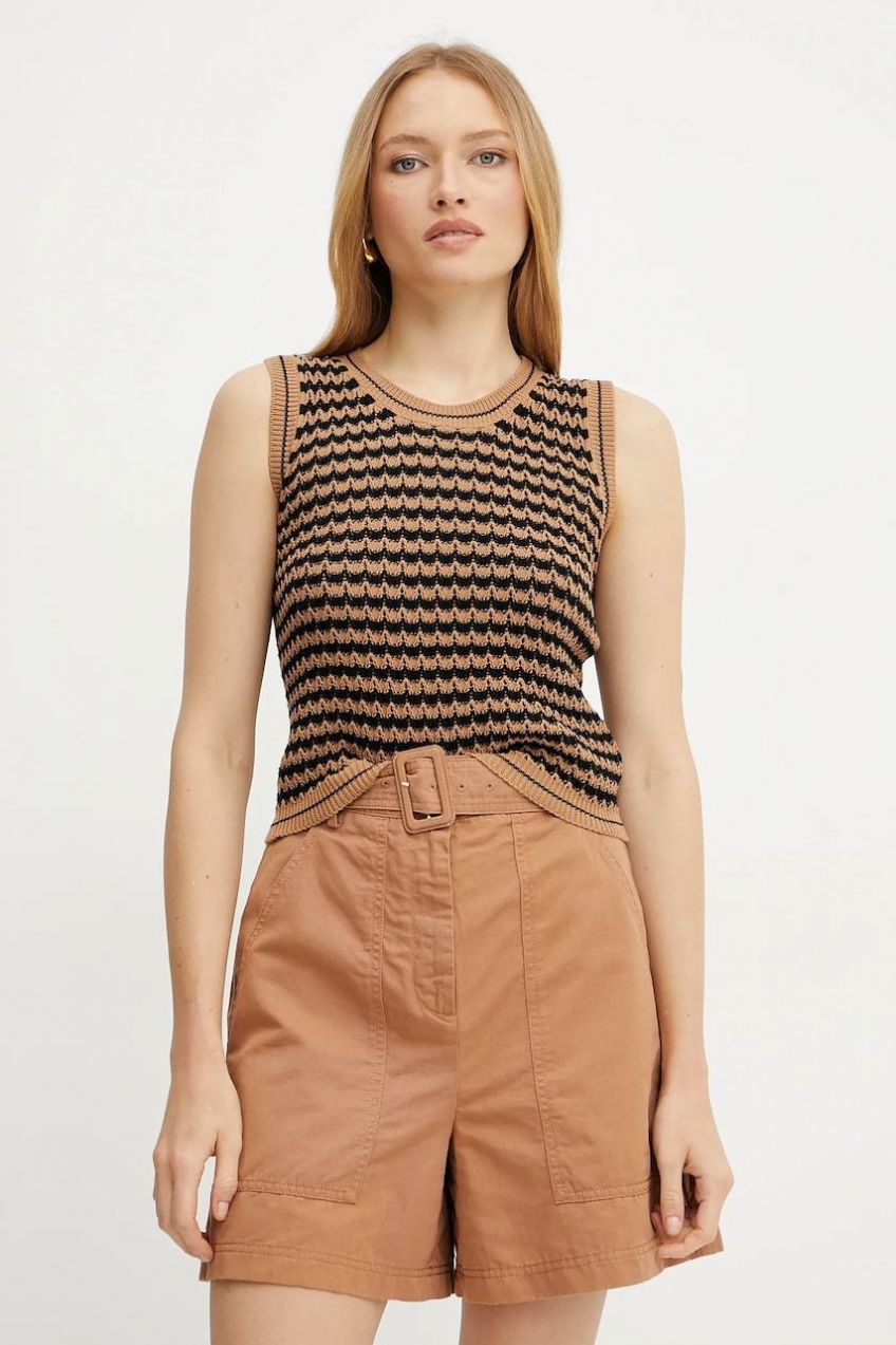 Vesta Weekend Max Mara dámska, hnedá farba, ľahké, 2515361092600