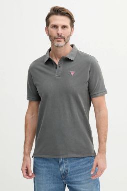 Bavlnené polo tričko Guess šedá farba, jednofarebné, F5GP00 K9WF1