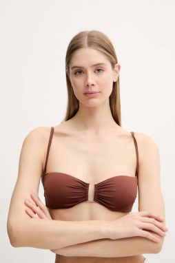 Plavková podprsenka Max Mara Beachwear hnedá farba, jemne vystužený košík, 2516821199600