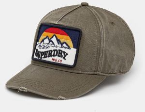 Bavlnená šiltovka Superdry zelená farba, s nášivkou, W9010177A-6JE