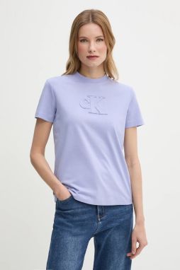 Bavlnené tričko Calvin Klein Jeans dámske, fialová farba, J20J225256