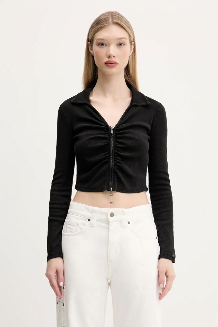 Kardigán Guess Originals dámsky, čierna farba, tenký, W5GP53 KA0H1