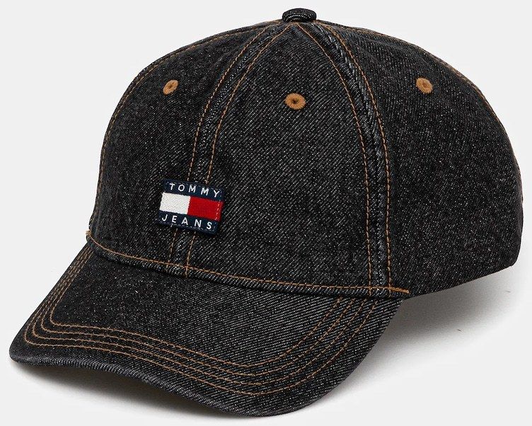 Džínsová šiltovka Tommy Jeans pánska, tmavomodrá farba, s nášivkou, AM0AM13535