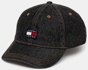 Džínsová šiltovka Tommy Jeans pánska, tmavomodrá farba, s nášivkou, AM0AM13535