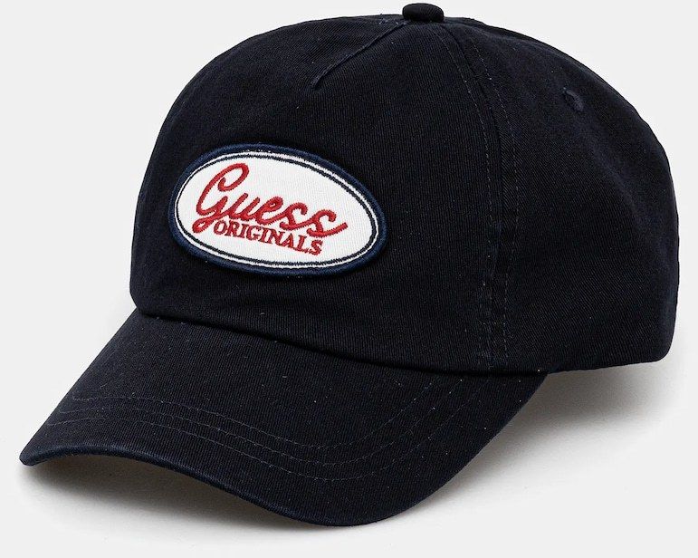 Šiltovka Guess Originals dámska, tmavomodrá farba, s nášivkou, M5GZ13 WO07T