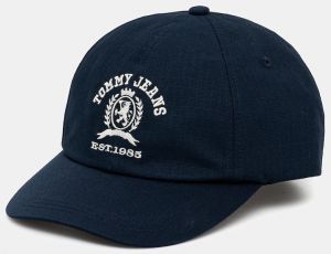 Bavlnená šiltovka Tommy Jeans pánska, tmavomodrá farba, s nášivkou, AM0AM13286