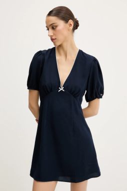 Šaty Tommy Jeans tmavomodrá farba, mini, áčkový strih, DW0DW20337