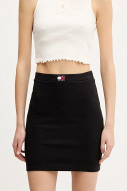 Sukňa Tommy Jeans čierna farba, mini, rovný strih, DW0DW20671