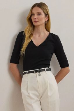 Bavlnené tričko Lauren Ralph Lauren dámske, čierna farba, 200815843