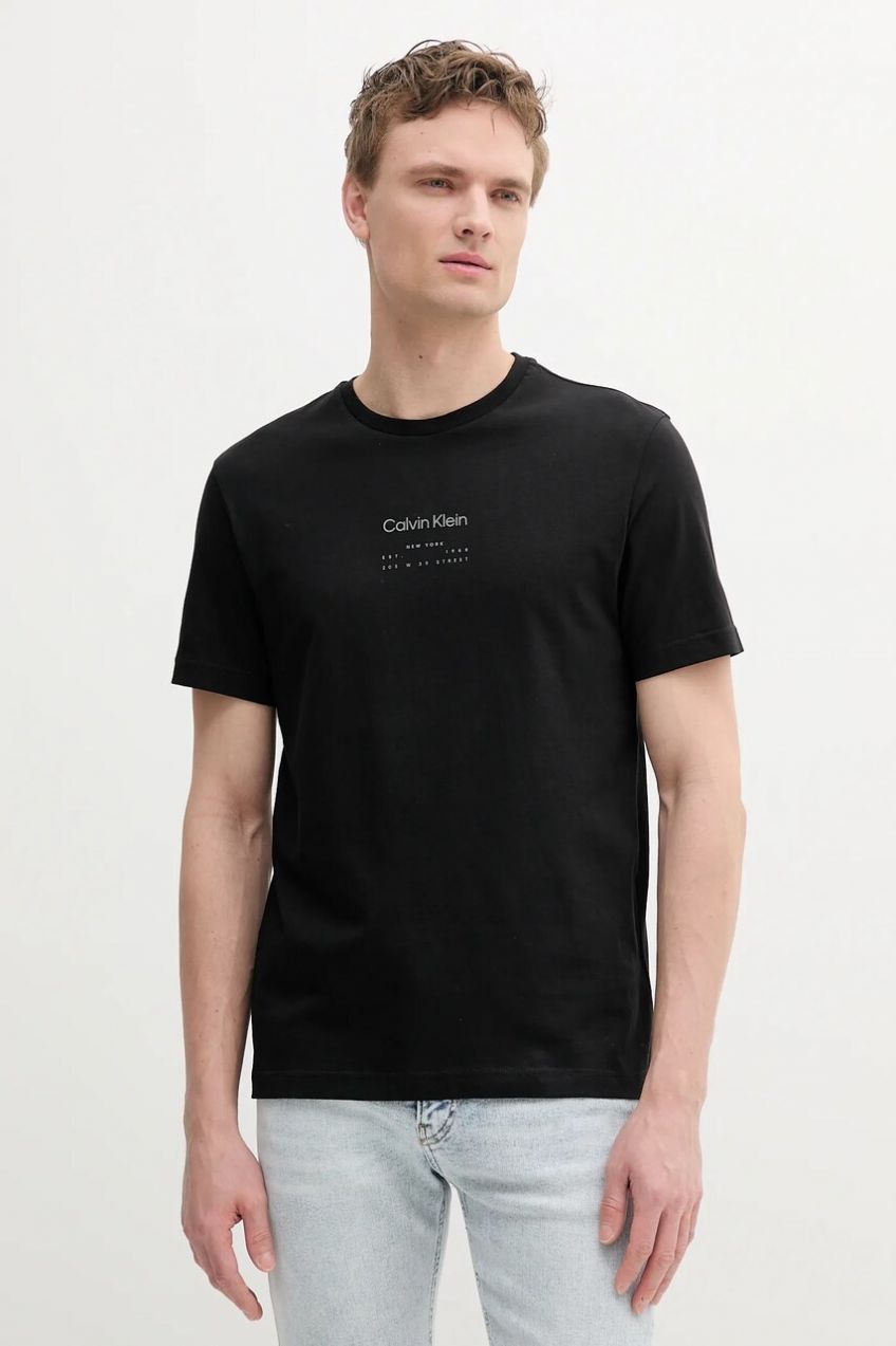Bavlnené tričko Calvin Klein pánske, čierna farba, s potlačou, K10K114172